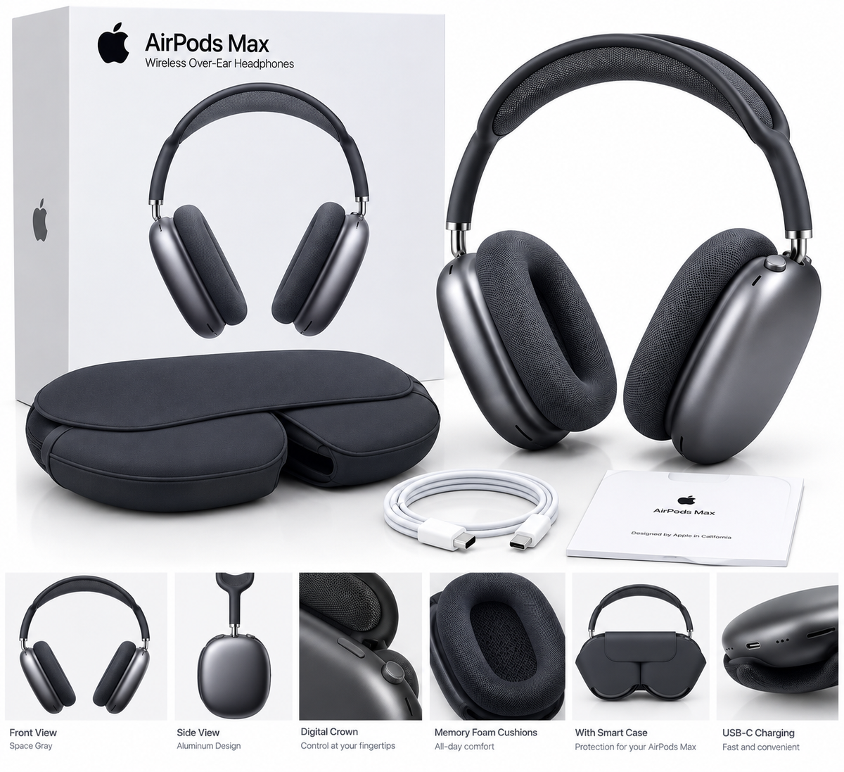 Black AirPods Max – Premium Over-Ear Wireless Headphones